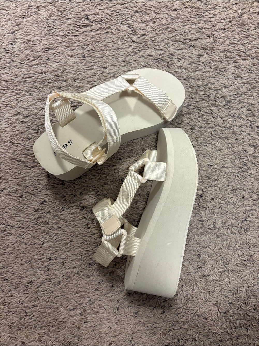 Forever 21 Cream Platform Sport Sandals